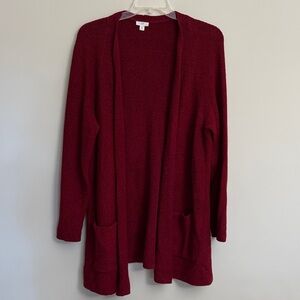 J. Jill Deep Red/Burgundy Open Front Shawl Collar Cardigan/Coat 2x